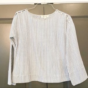 Madewell Denim striped bell shirt w/button detail